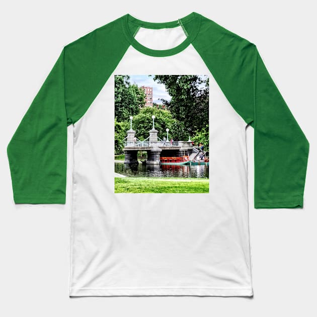 Boston MA - Boston Public Garden Bridge Baseball T-Shirt by SusanSavad